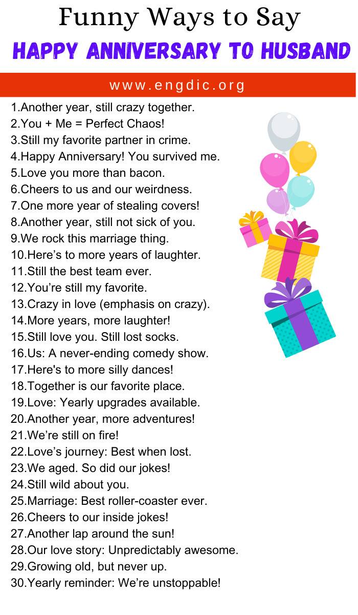 Funny Ways to Say Happy Anniversary To Husband