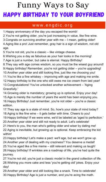 30 Funny Ways to Say Happy Birthday To Your Boyfriend - EngDic