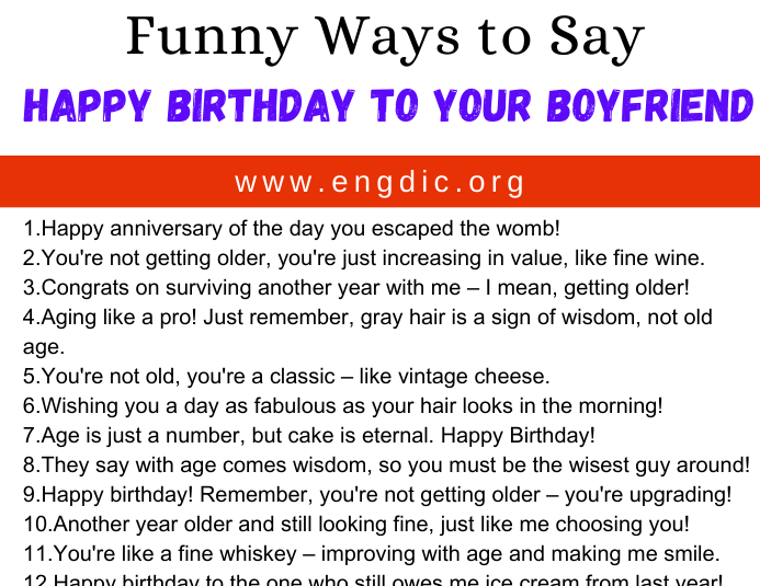 30 Funny Ways to Say Happy Birthday To Your Boyfriend - EngDic