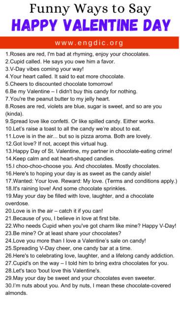 30 Funny Ways to Say Happy Valentine's Day - EngDic