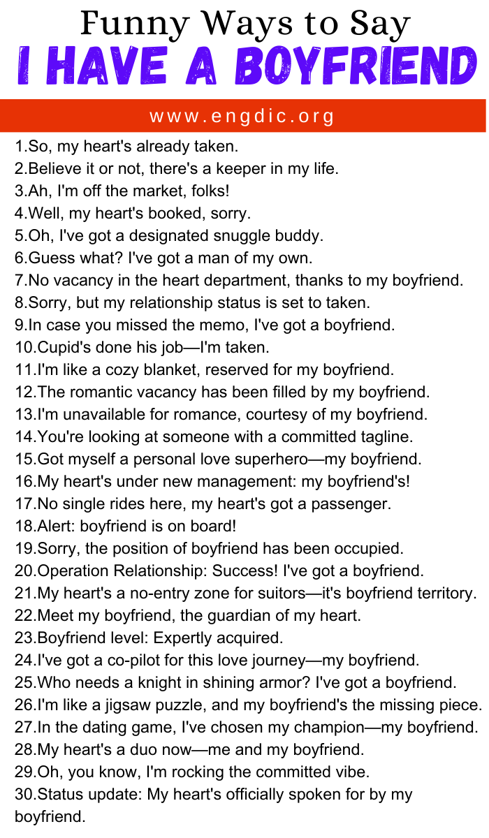 Funny Ways to Say I Have A Boyfriend