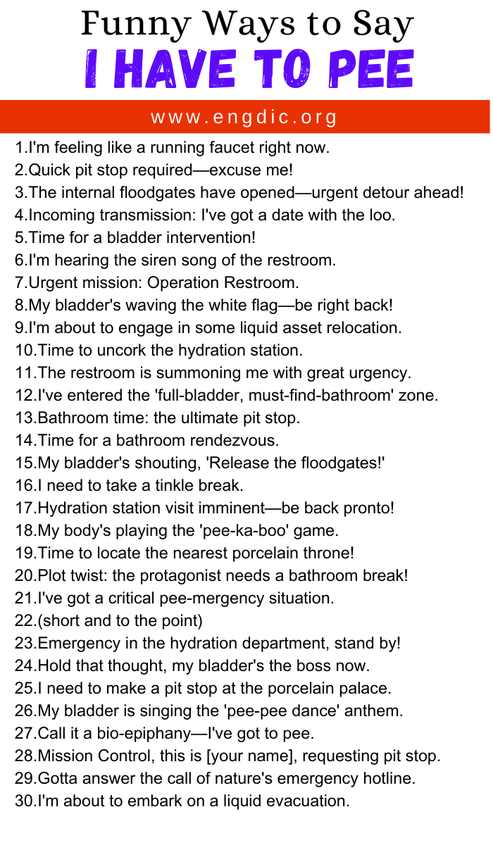 Funny Ways to Say I Have To Pee