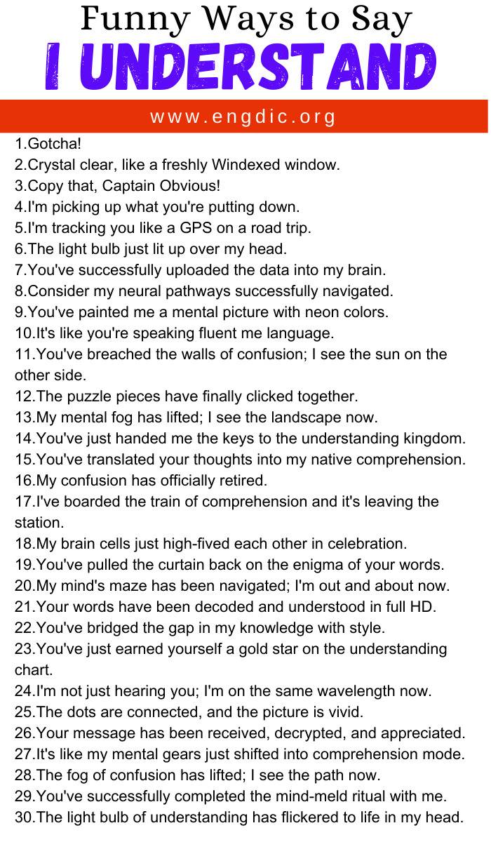 Funny Ways to Say I Understand