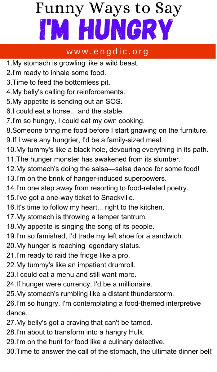 Funny Ways to Say I'm Hungry