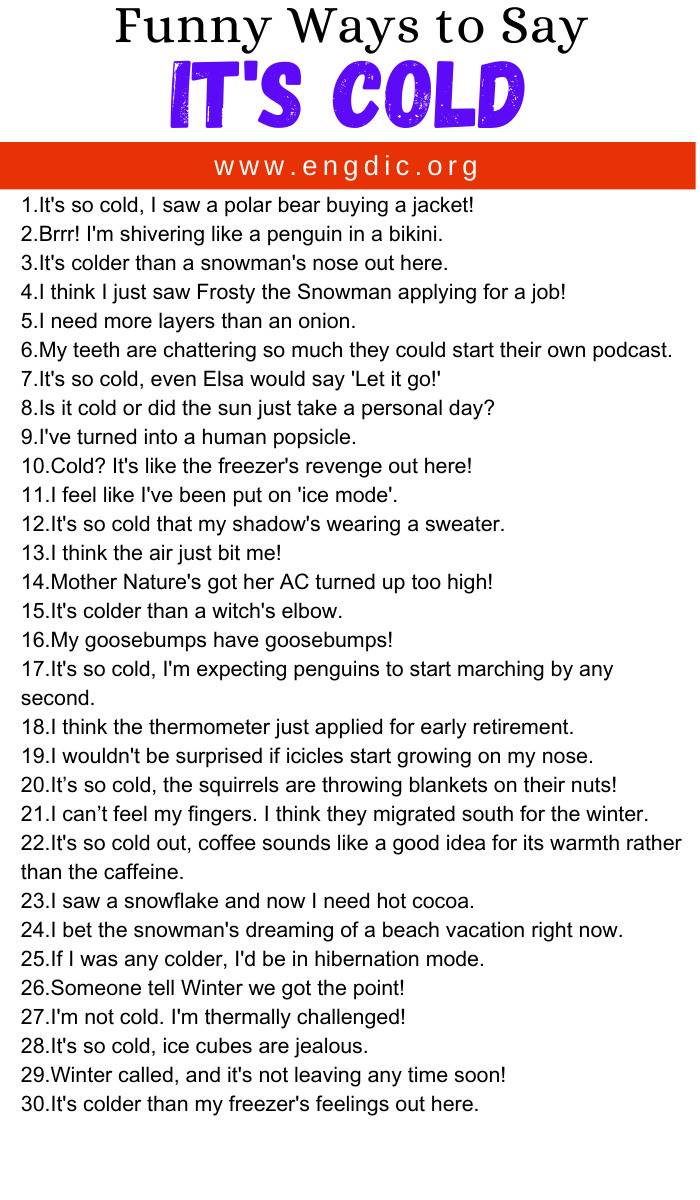Funny Ways to Say It's Cold