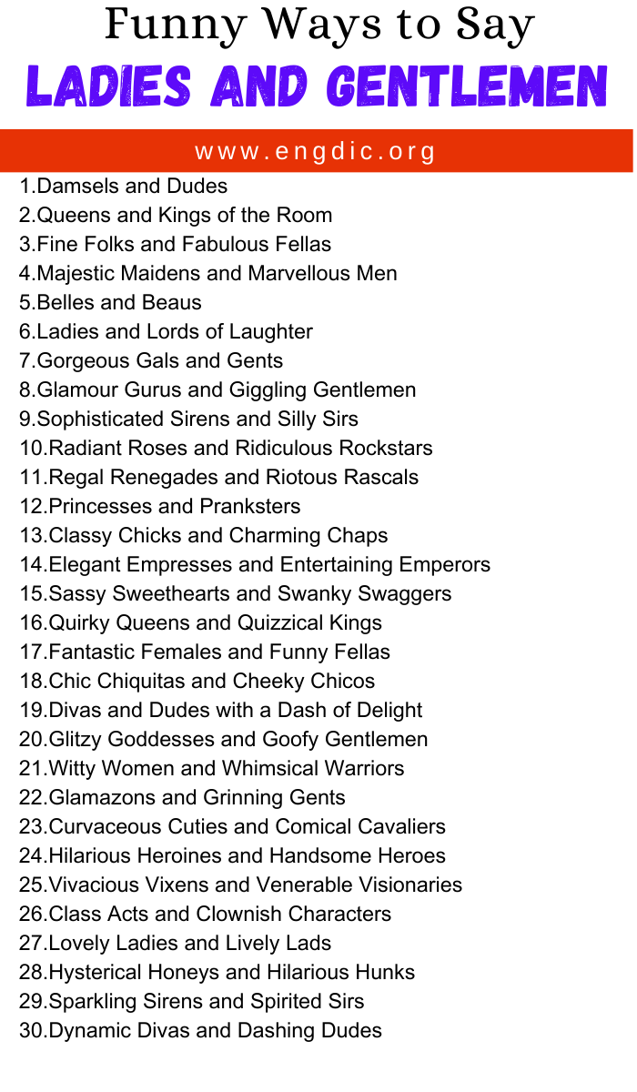 Funny Ways to Say Ladies And Gentlemen