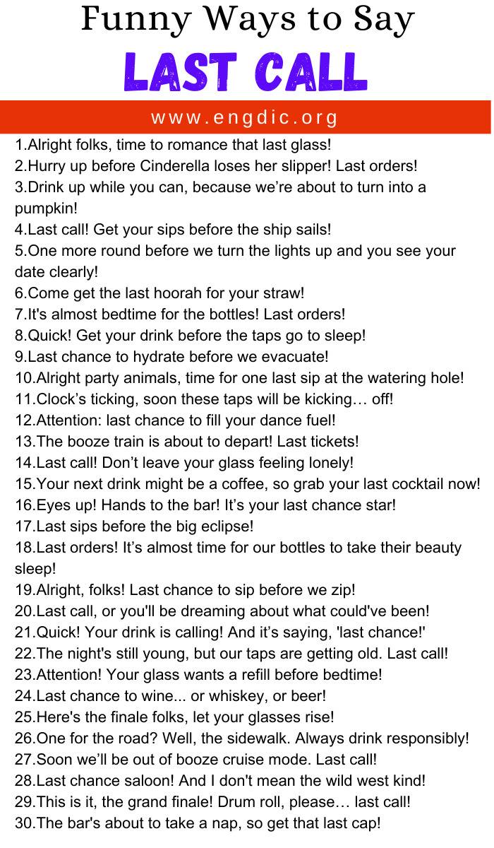 Funny Ways to Say Last Call