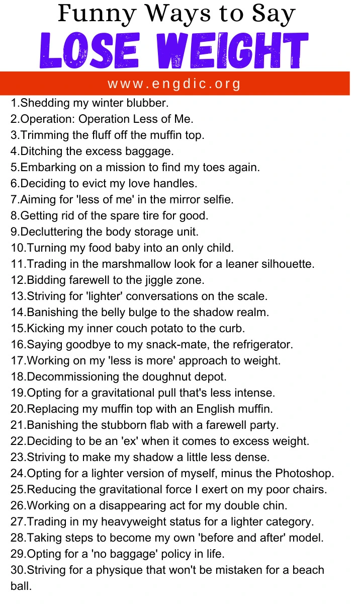 Funny Ways to Say Lose Weight