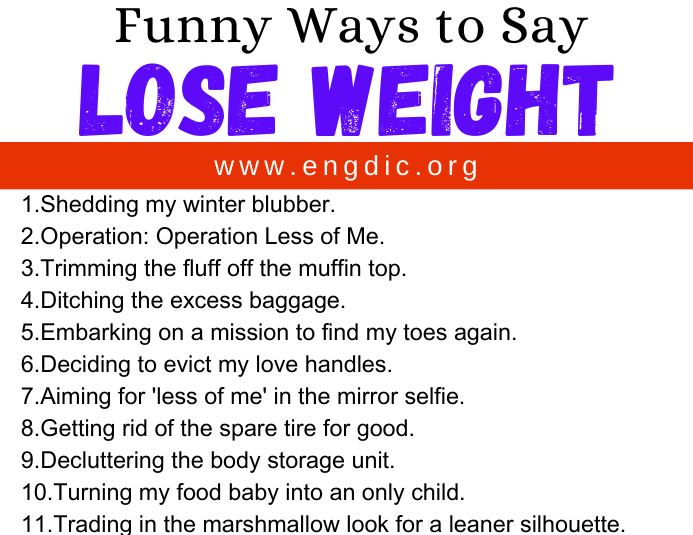 30 Funny Ways to Say Lose Weight - EngDic