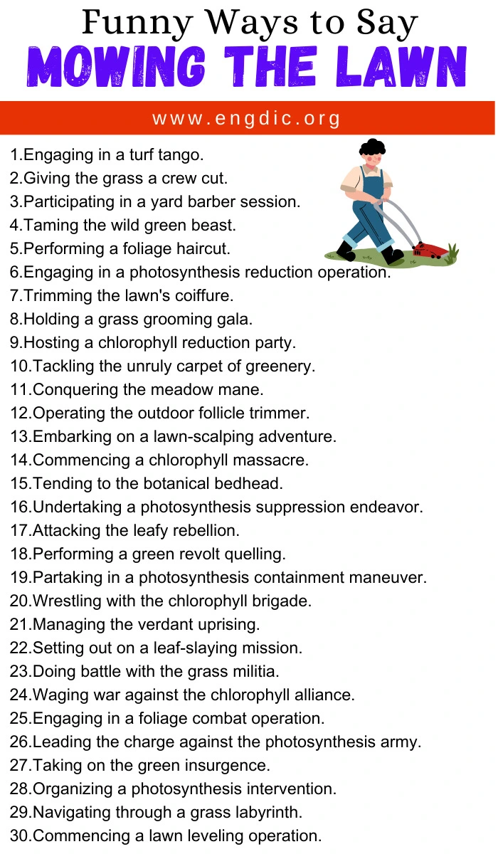 Funny Ways to Say Mowing The Lawn Funny Ways to Say Mowing The Lawn