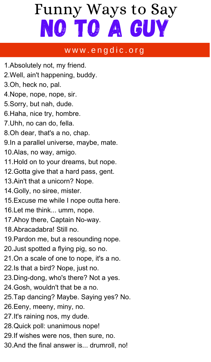 Funny Ways to Say No To A Guy