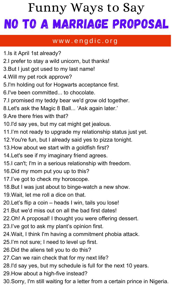 Funny Ways to Say No To A Marriage Proposal