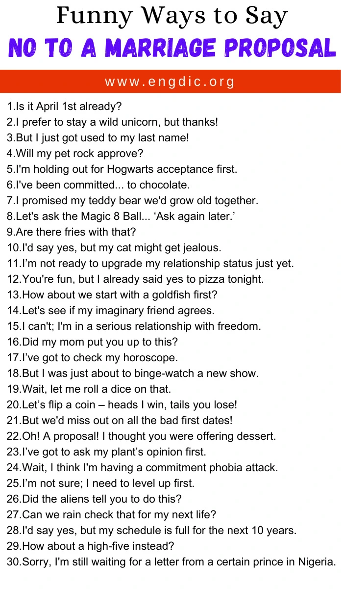 Funny Ways to Say No To A Marriage Proposal