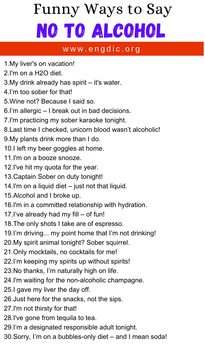 Funny Ways to Say No To Alcohol