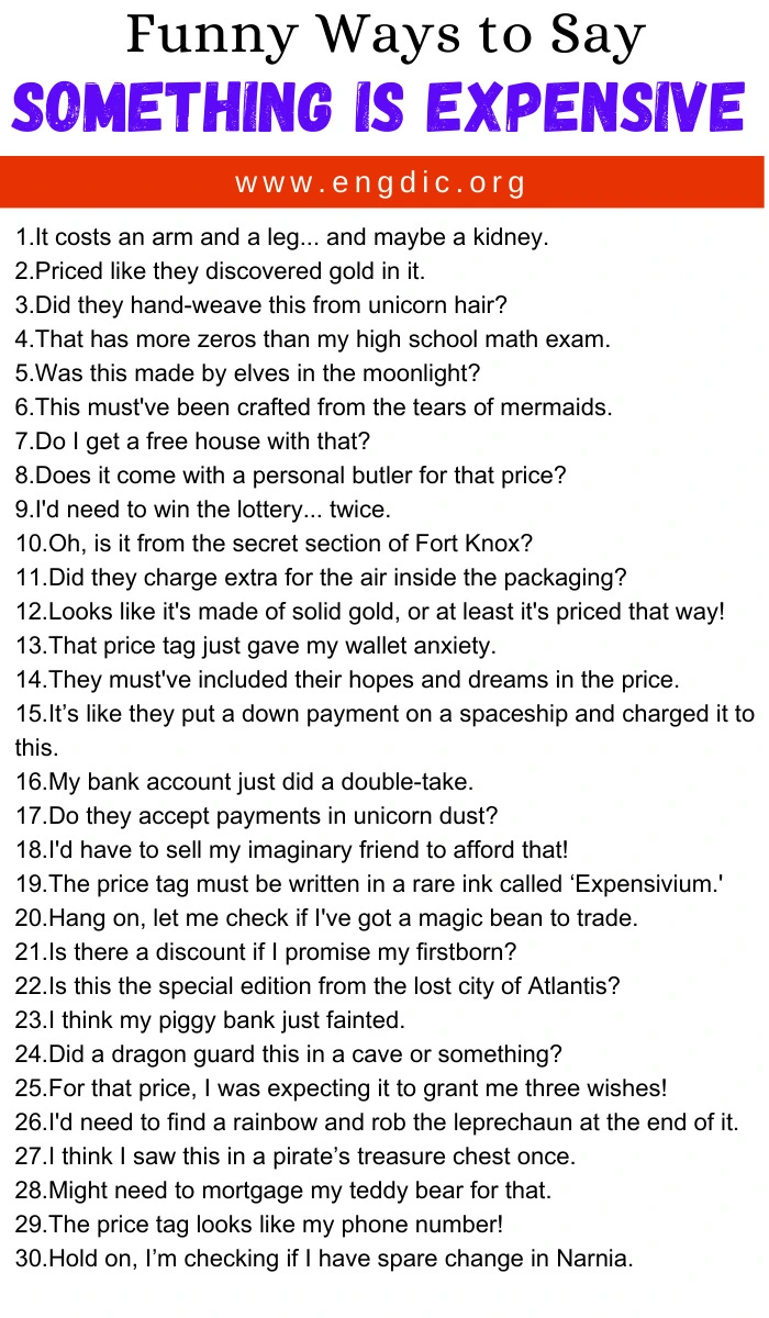 Funny Ways to Say Something Is Expensive