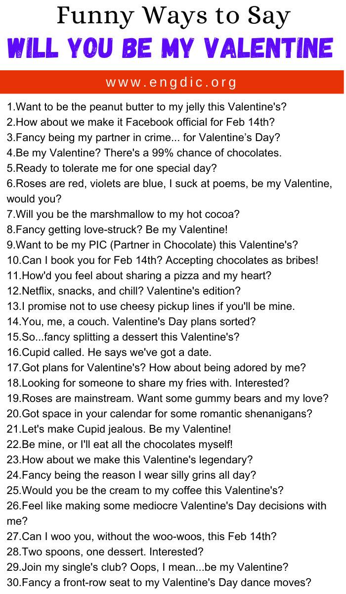 Funny Ways to Say Will You Be My Valentine