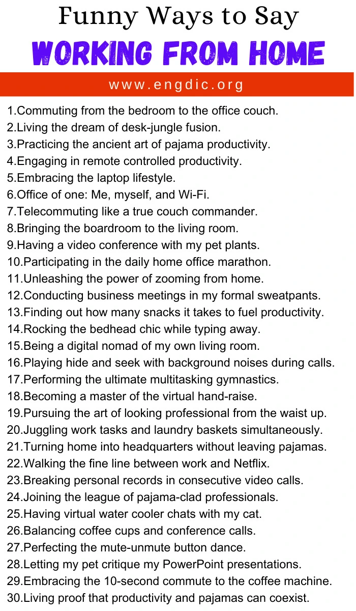 Funny Ways to Say Working From Home Funny Ways to Say Working From Home