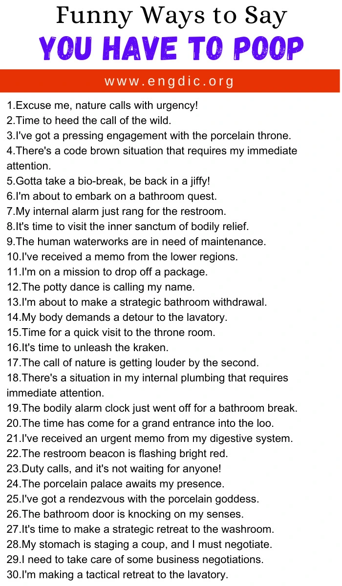 Funny Ways to Say You Have To Poop