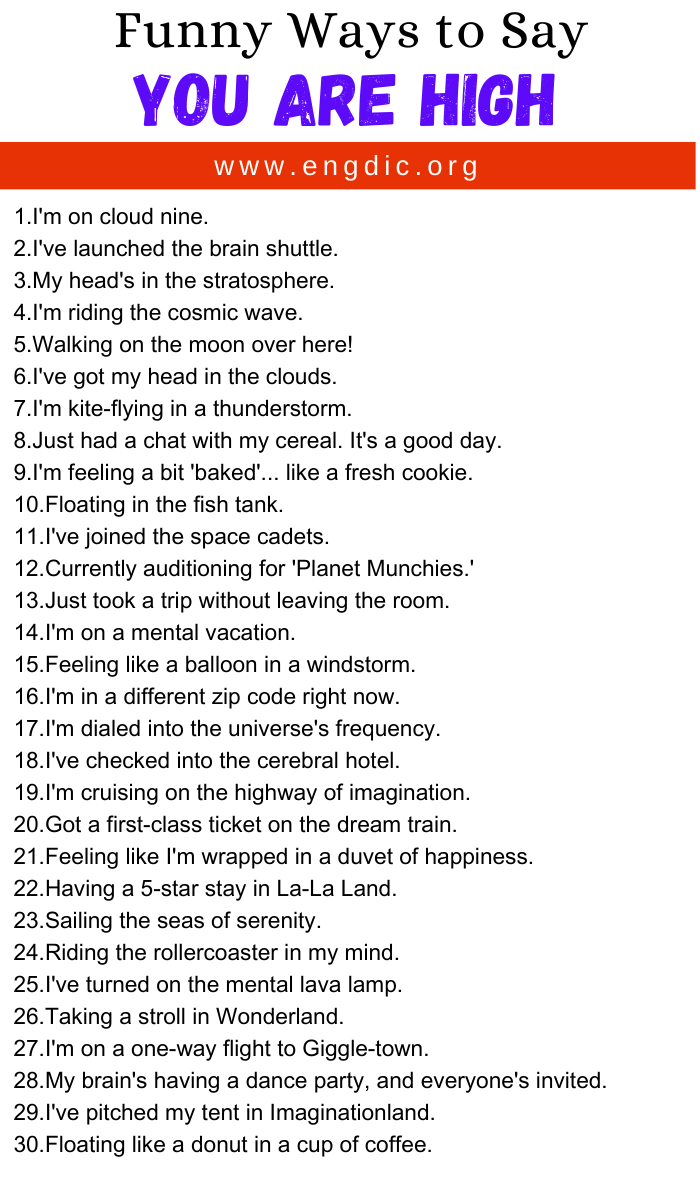 Funny Ways to Say You are High