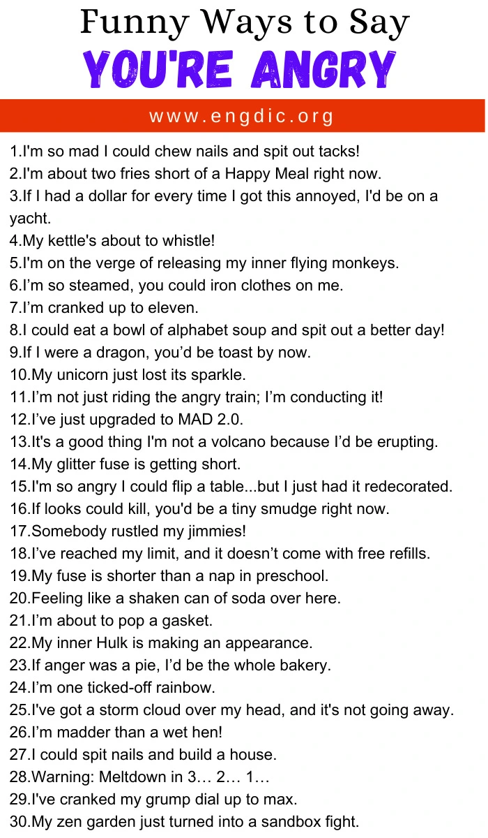 Funny Ways to Say You're Angry