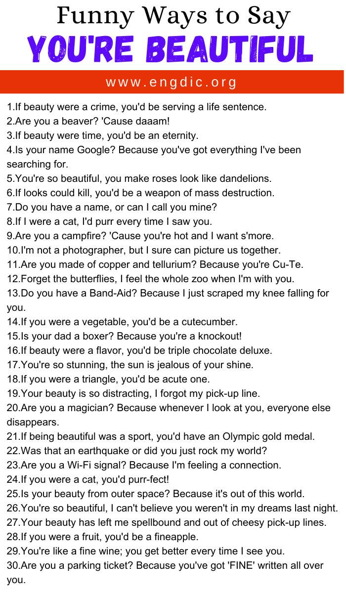Funny Ways to Say You're Beautiful