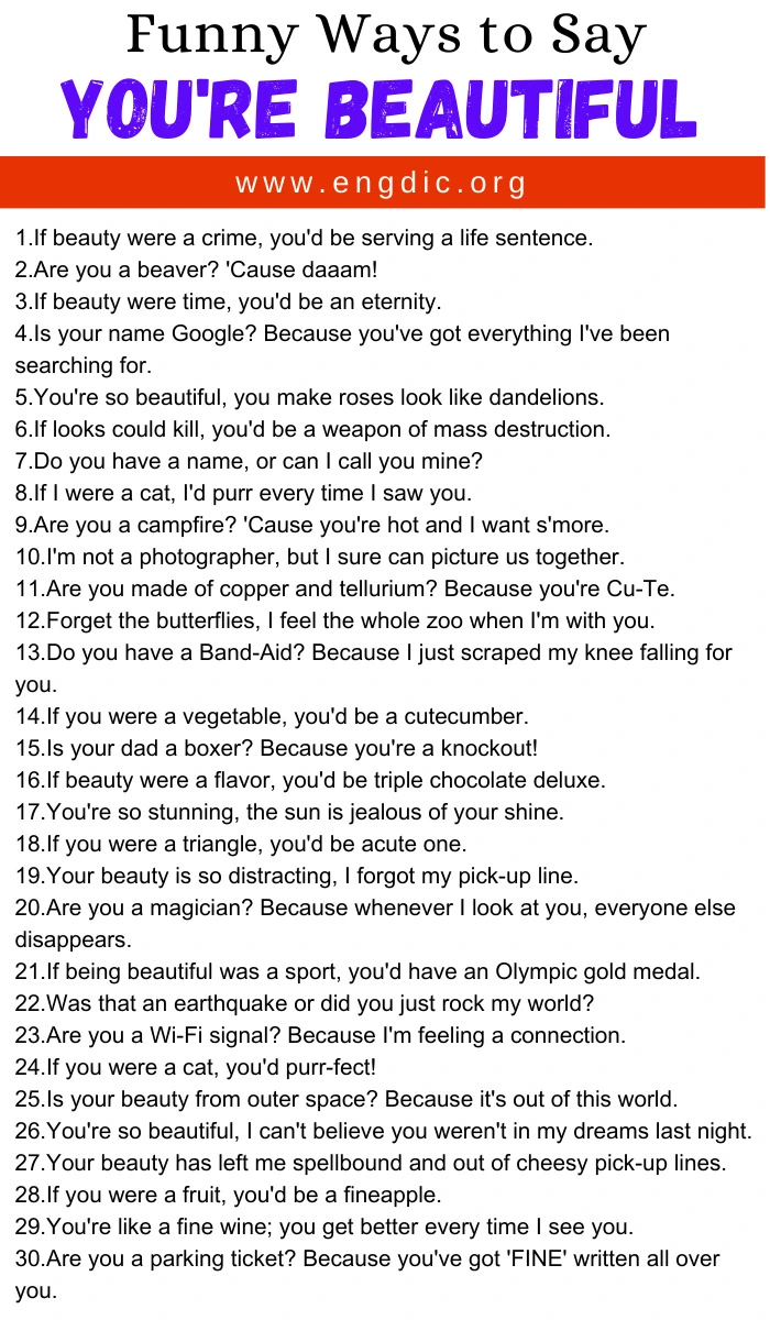 Funny Ways to Say You're Beautiful