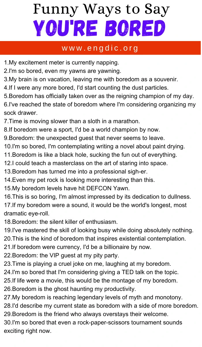 Funny Ways to Say You're Bored Funny Ways to Say You're Bored