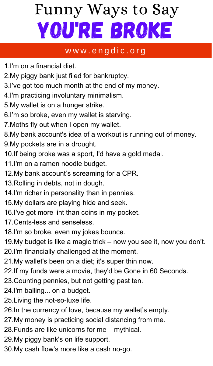 Funny Ways to Say You're Broke