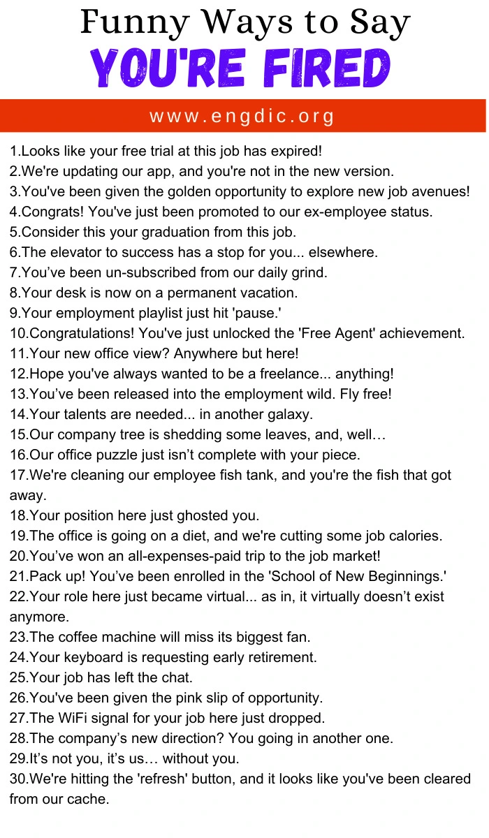 Funny Ways to Say You're Fired Funny Ways to Say You're Fired