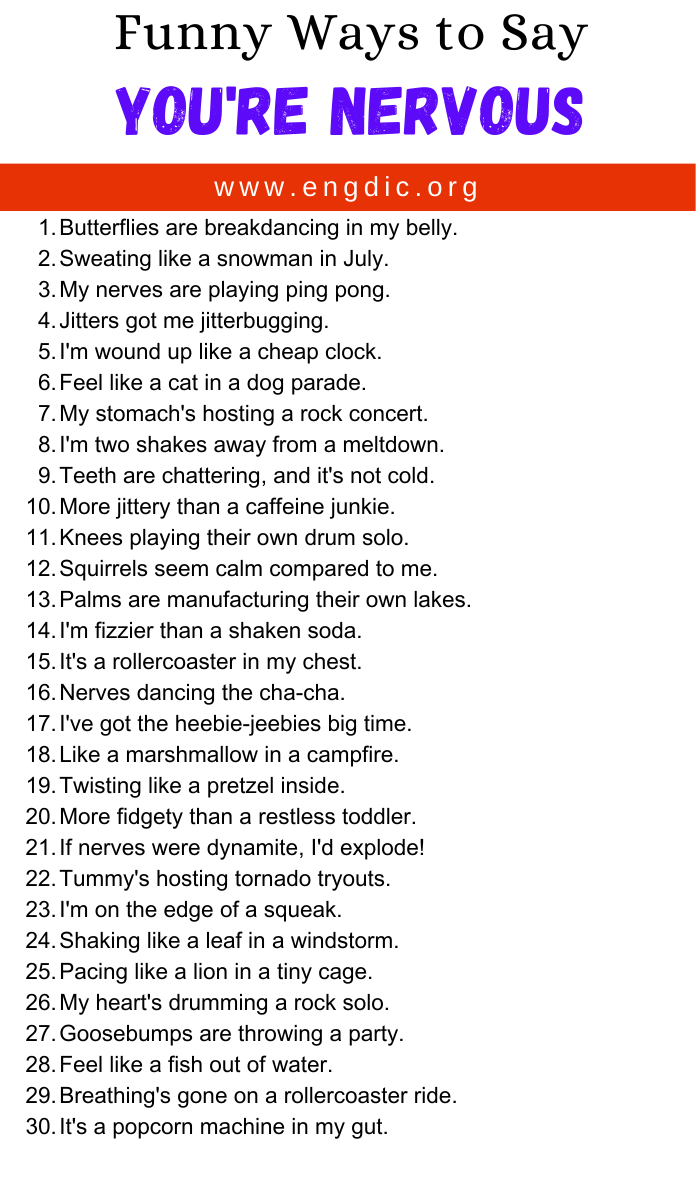 Funny Ways to Say You're Nervous