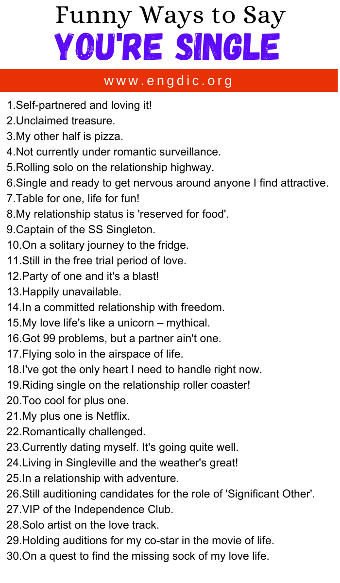 Funny Ways to Say You're Single Funny Ways to Say You're Single