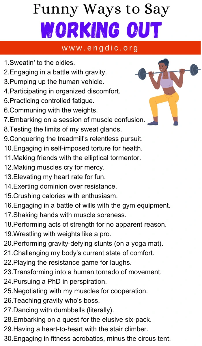 Funny Ways to Say working out