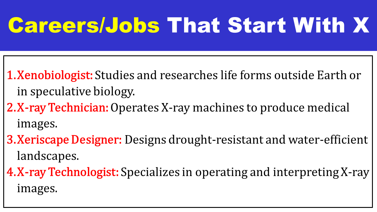 Jobs That Start With X - EngDic