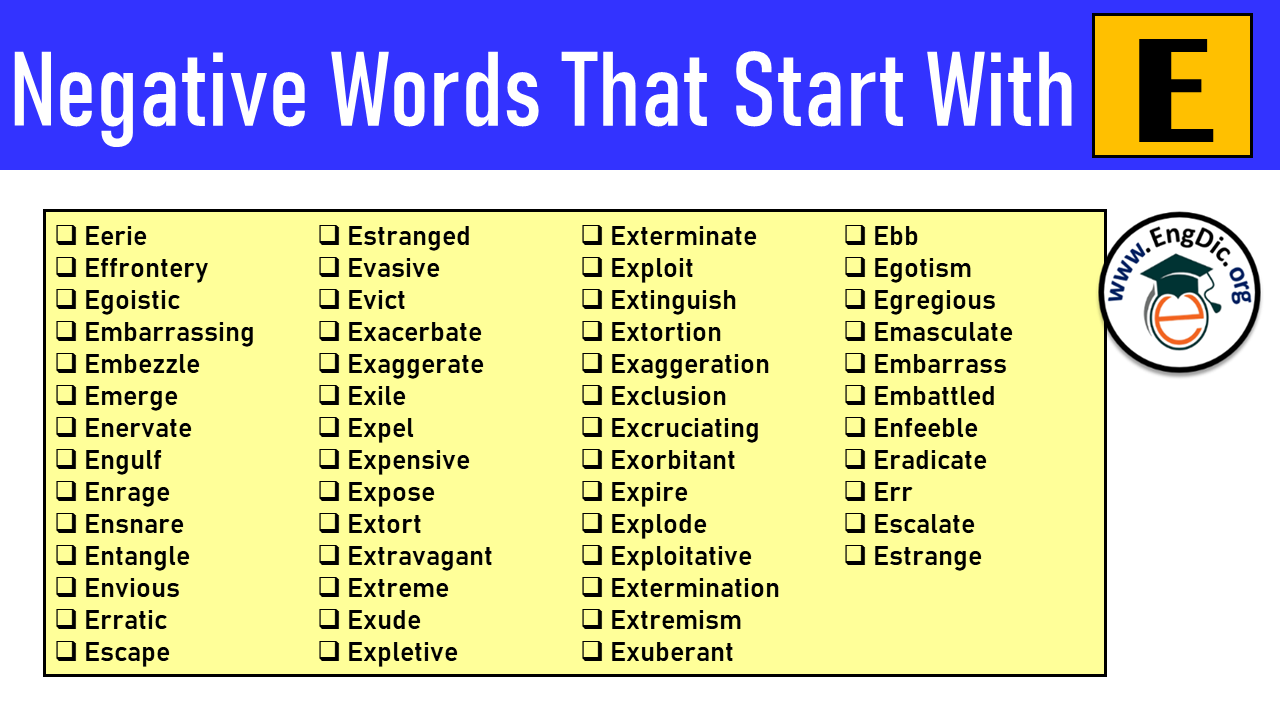 Negative Words That Start With e