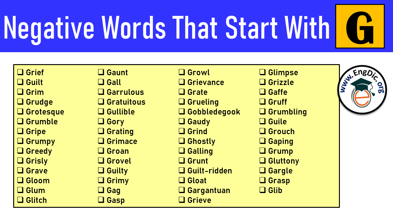 Negative Words That Start With g