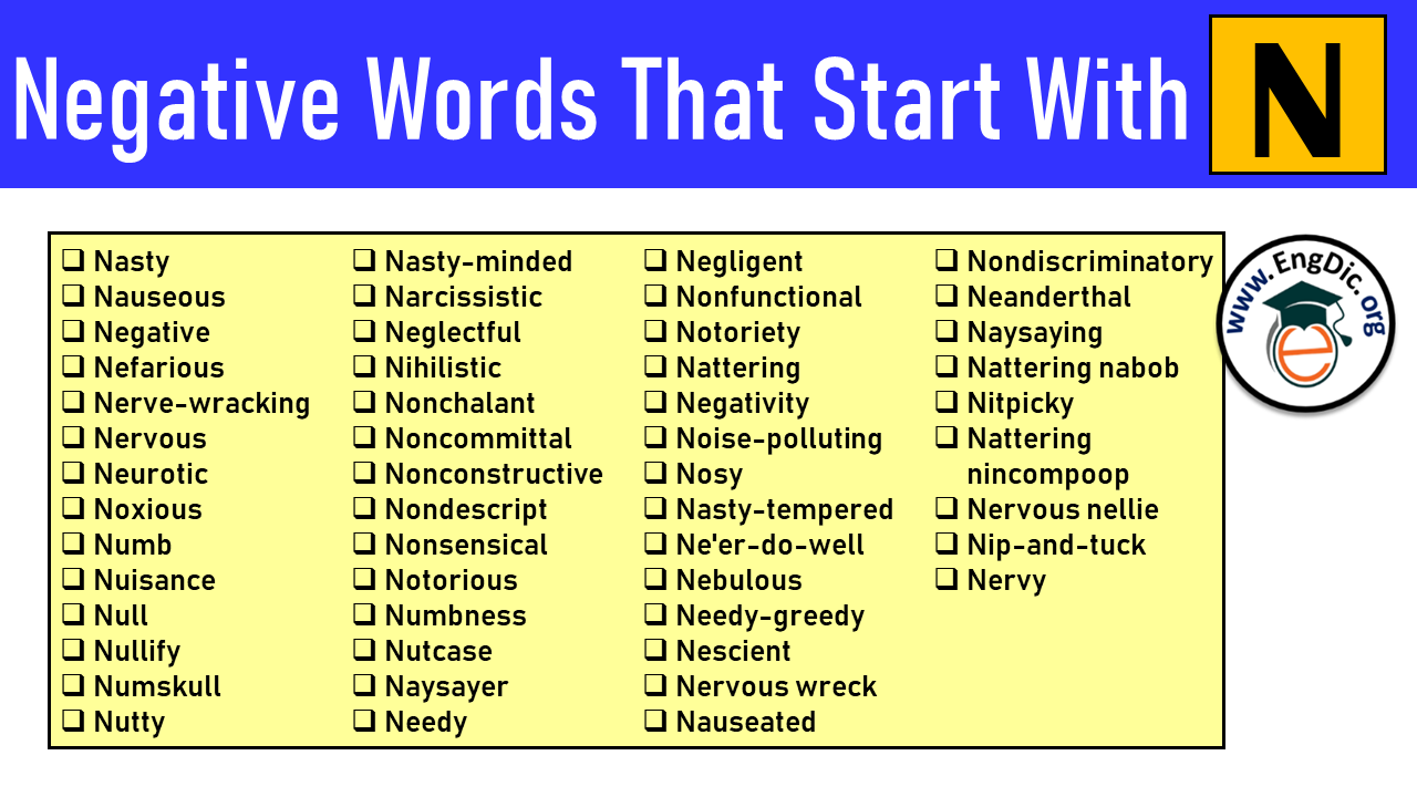 Negative Words That Start With n Negative Words That Start With n