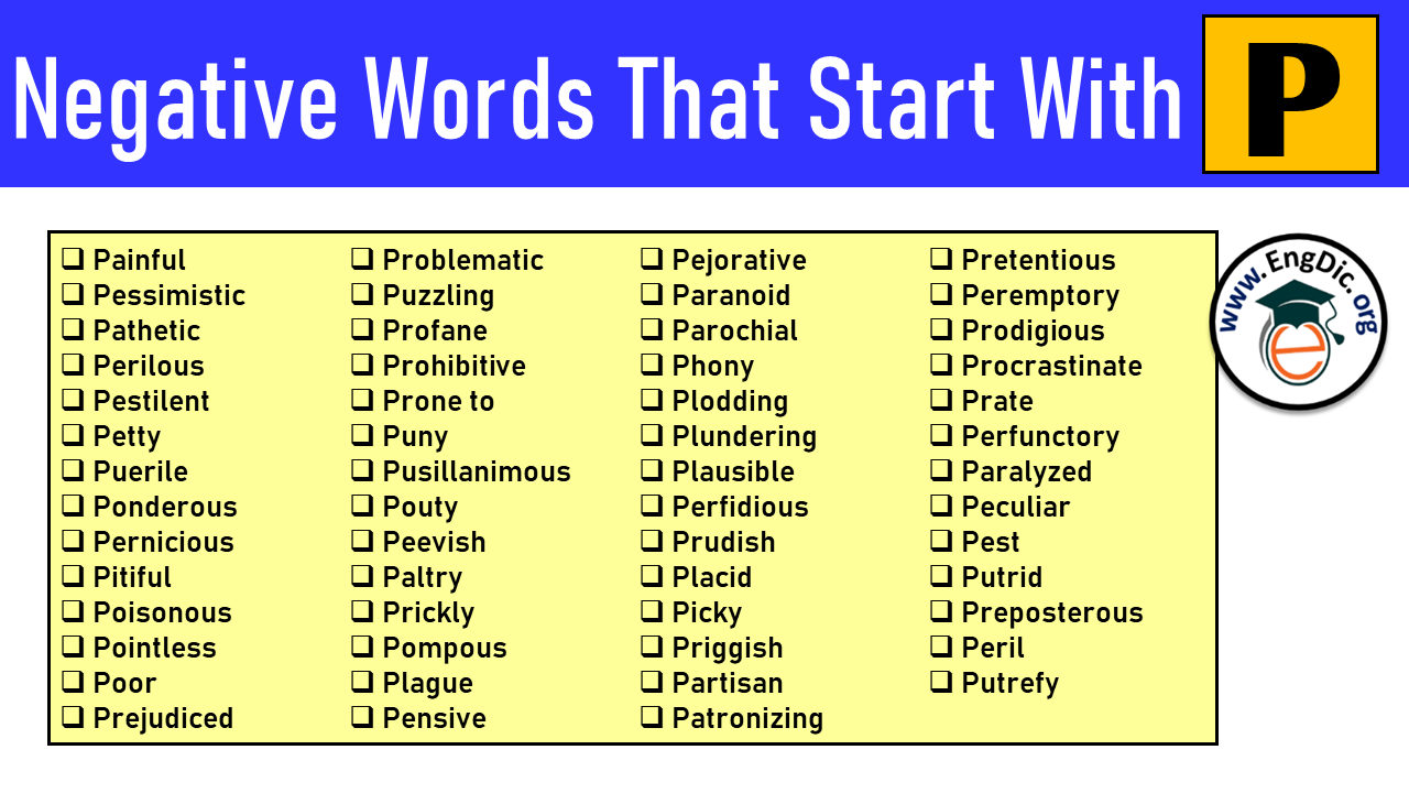 Negative Words That Start With p