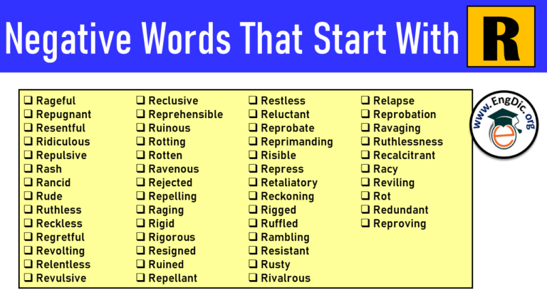 100+ Negative Words That Start With R - Engdic