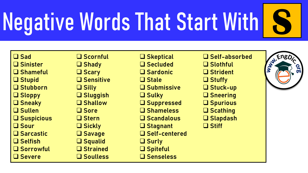 Negative Words That Start With s