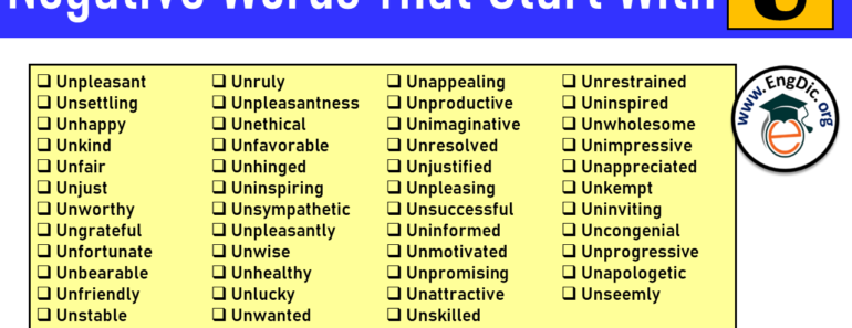 100 Negative Words That Start With U