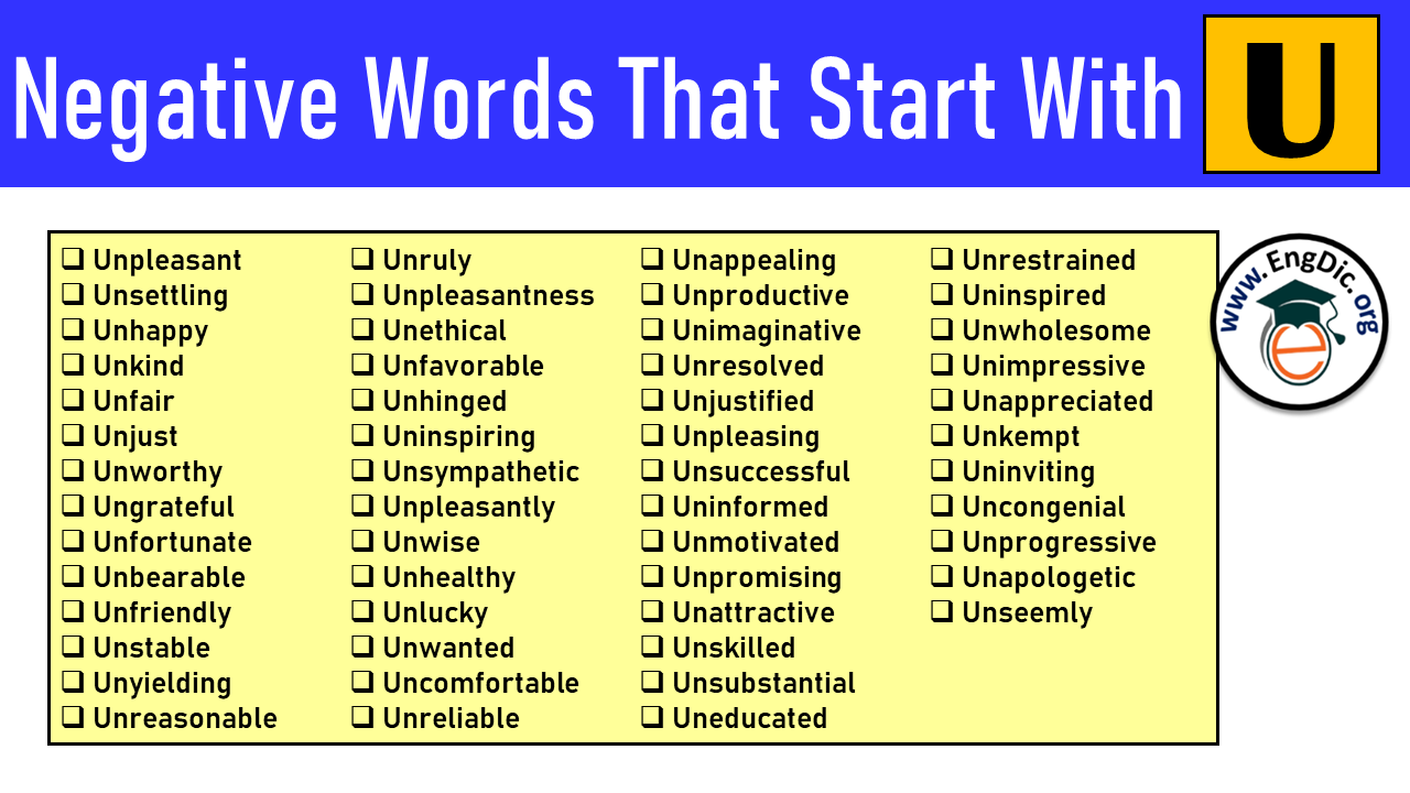Negative Words That Start With u