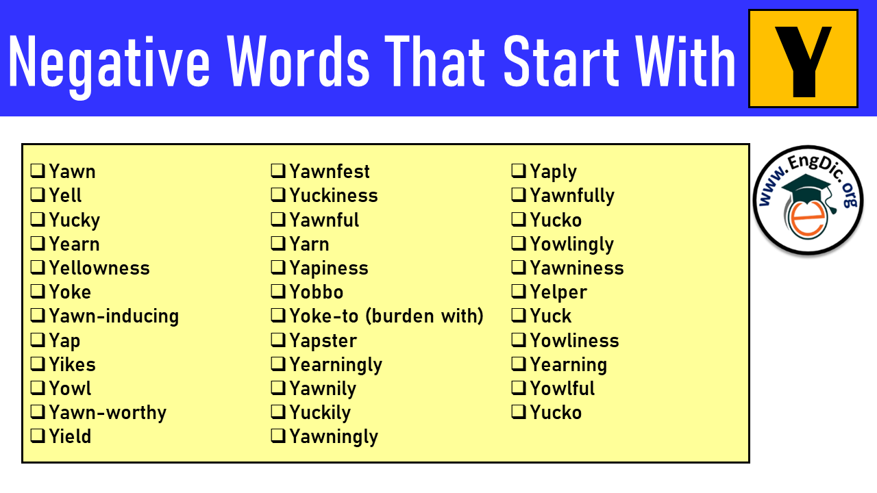 Negative Words That Start With y