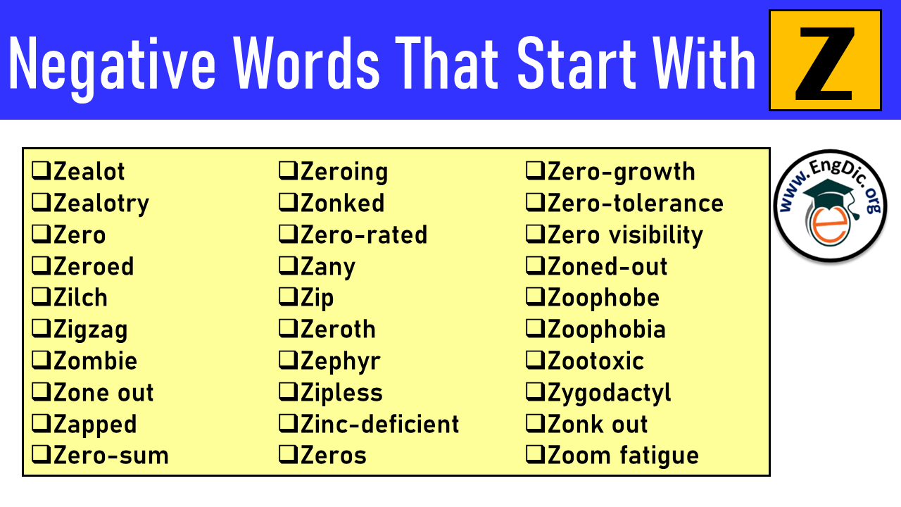 Negative Words That Start With z