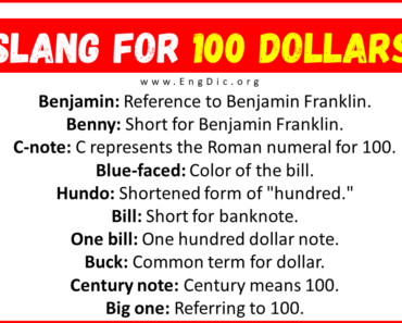 20+ Slang for 100 Dollars ($100) (Their Uses & Meanings)