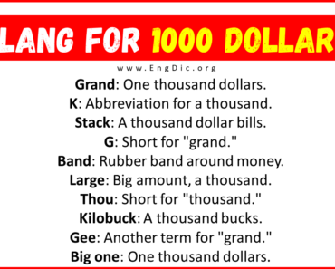 20+ Slang for 1000 Dollars ($1000) (Their Uses & Meanings)