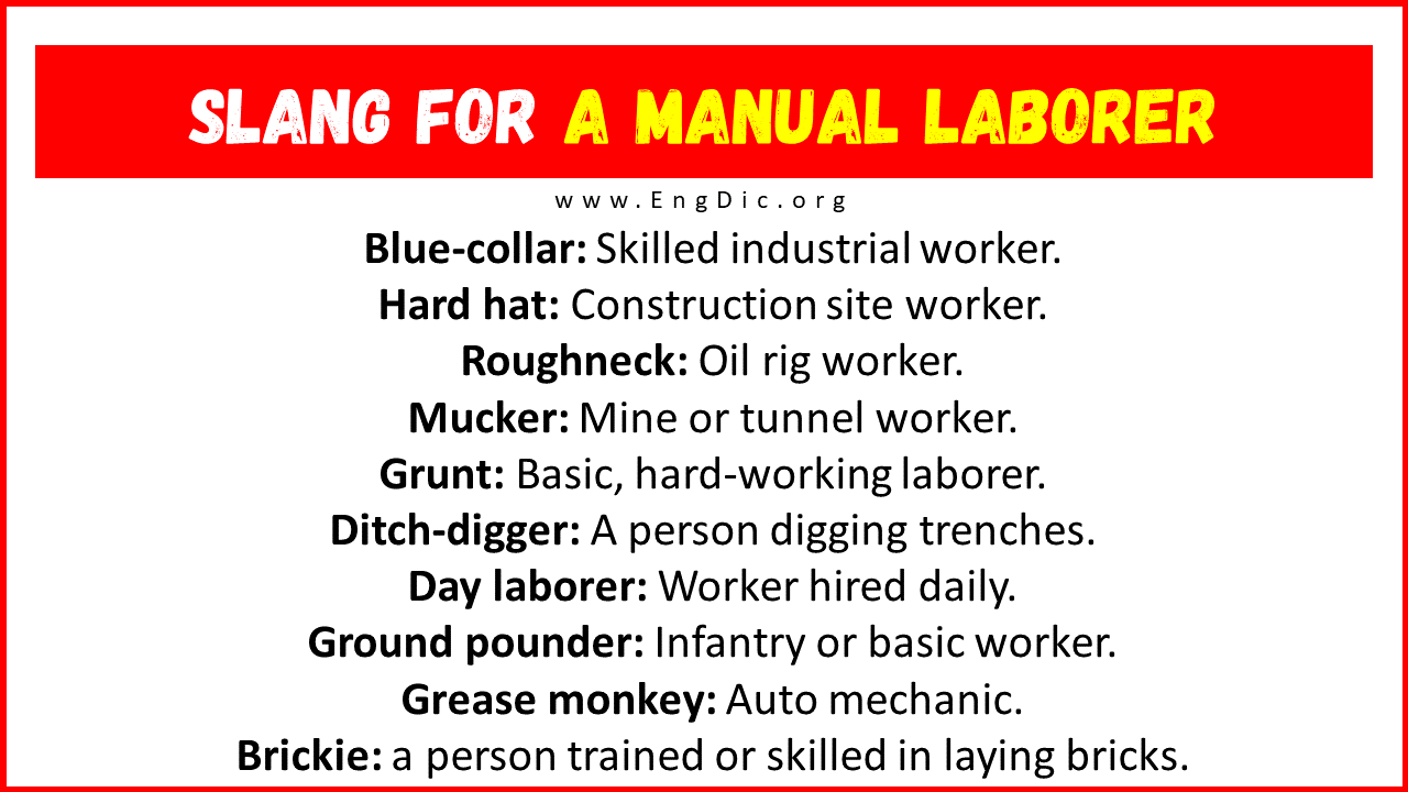 Slang For A Manual Laborer