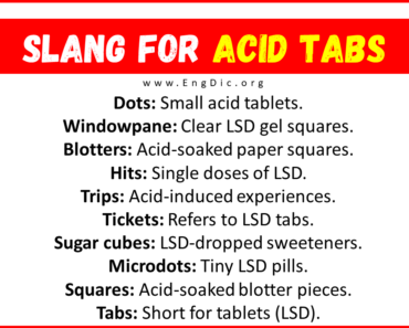 30+ Slang for Acid Tabs (Their Uses & Meanings)