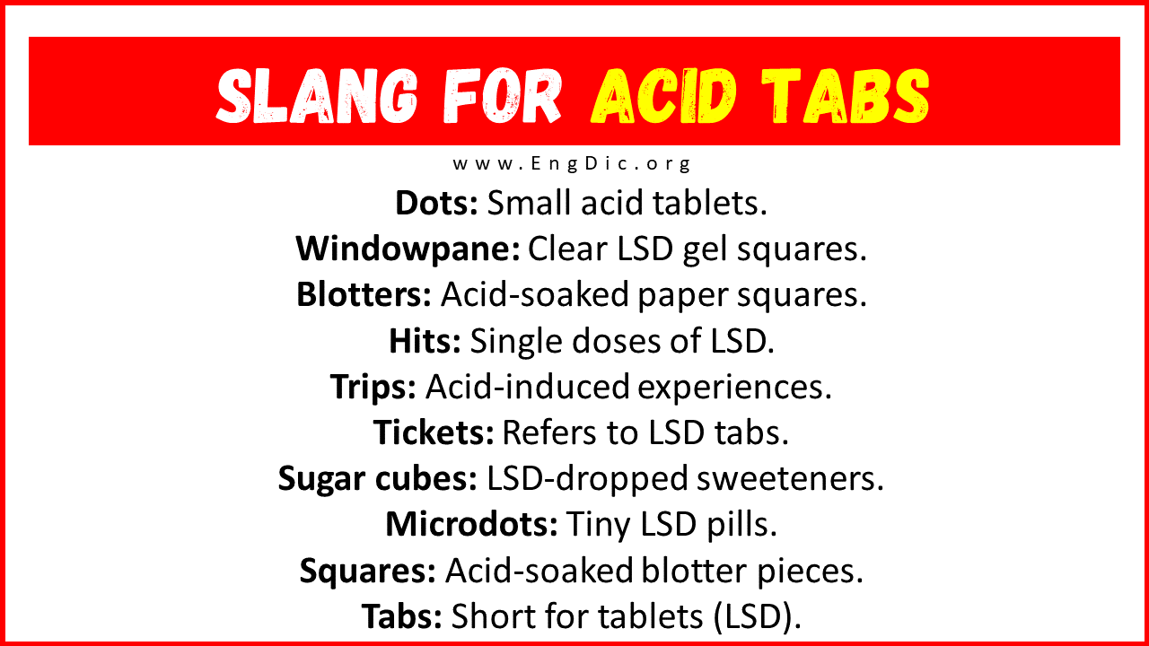 Slang For Acid Tabs