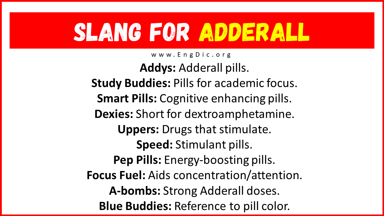 Slang For Adderall