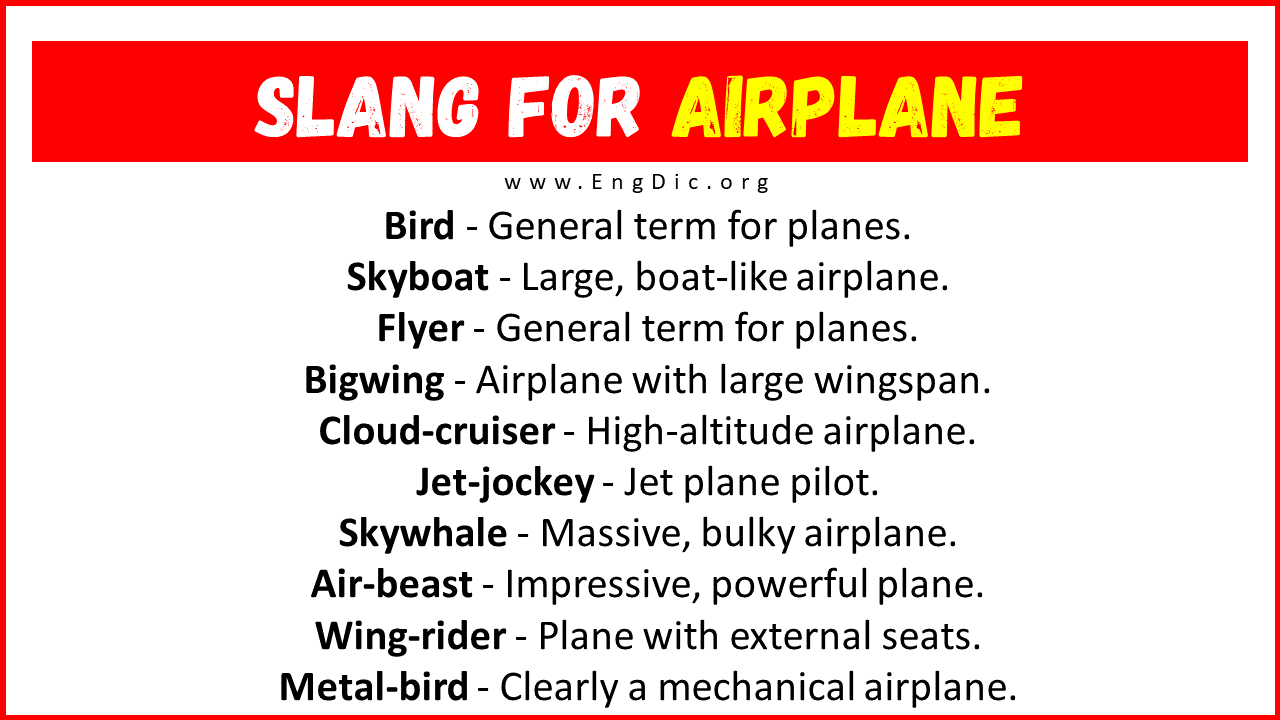 Slang For Airplane